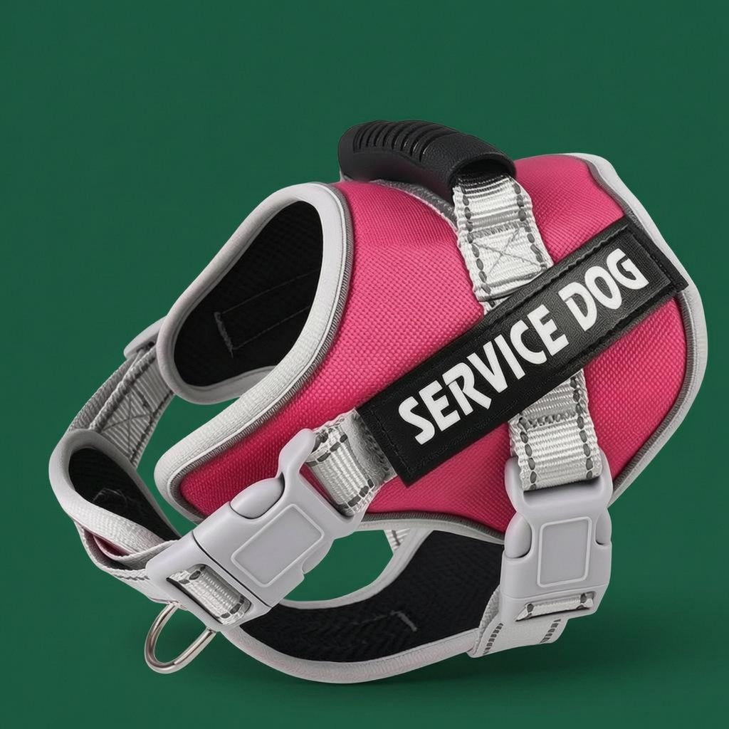 Quick-Release Buckles Service Dog Harness Metal Leash Rings Padded Mesh Harness Top Handle Service Dog Vest Adjustable for Low Light