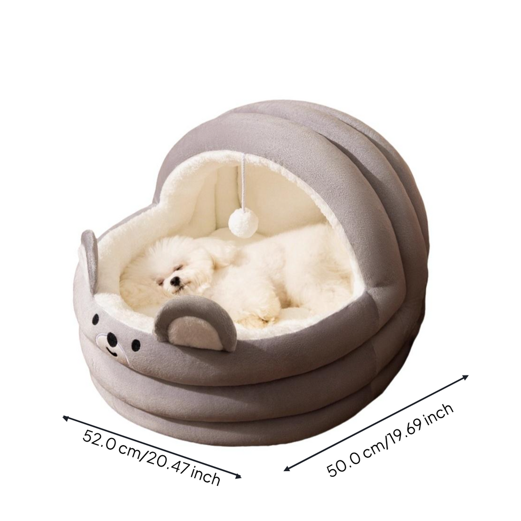Semi-Enclosed Plush Dog Bed, Removable Cover, Easy Clean