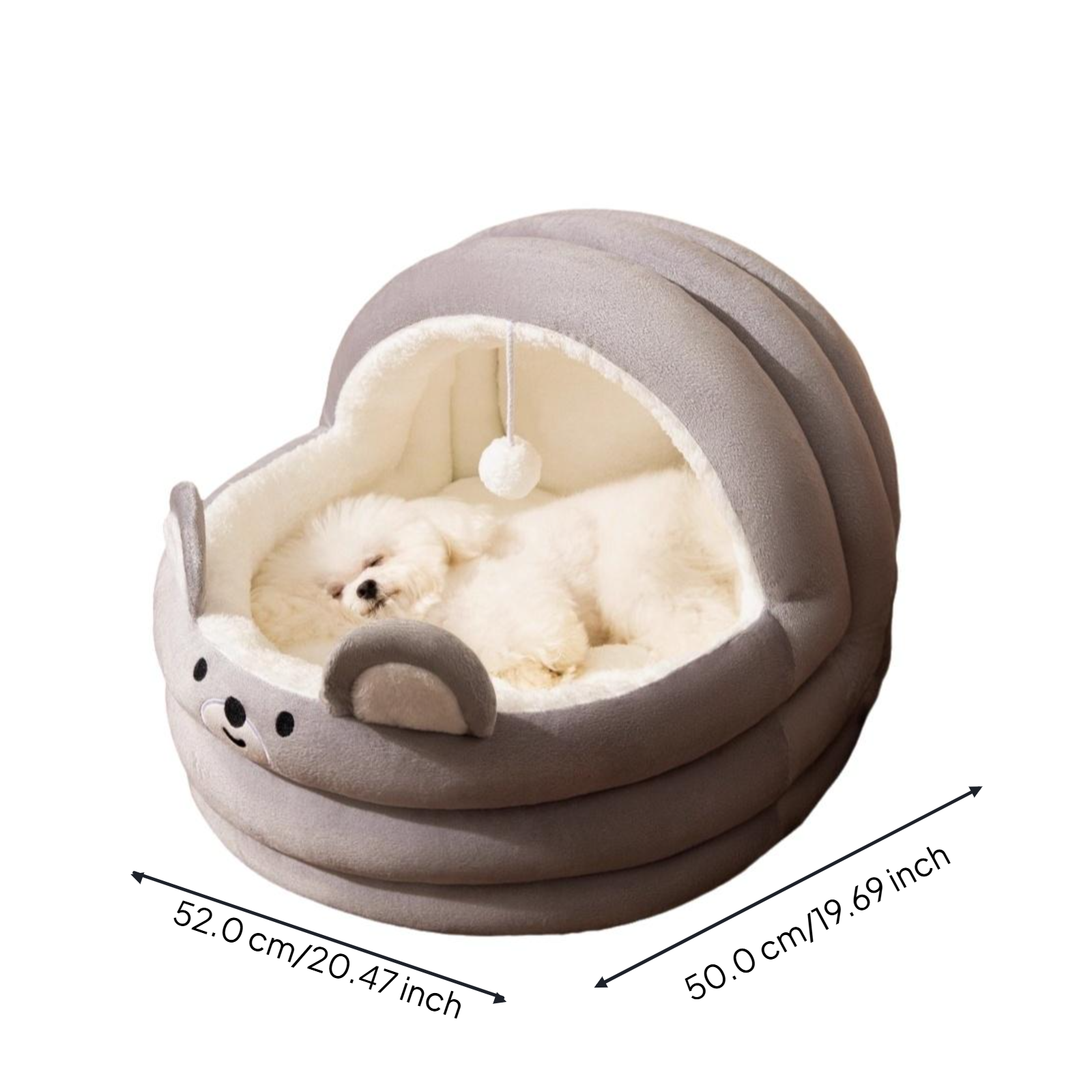 Semi-Enclosed Plush Dog Bed, Removable Cover, Easy Clean