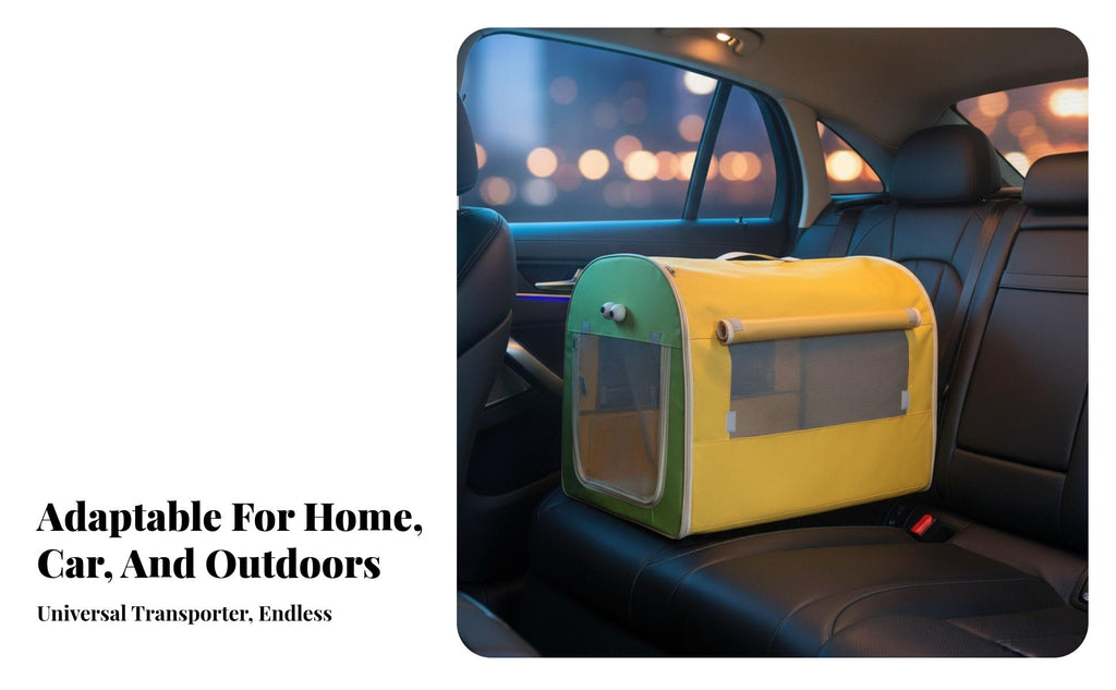 Foldable Car Seat Box for Dogs Breathable Mesh panels Travel Accessory