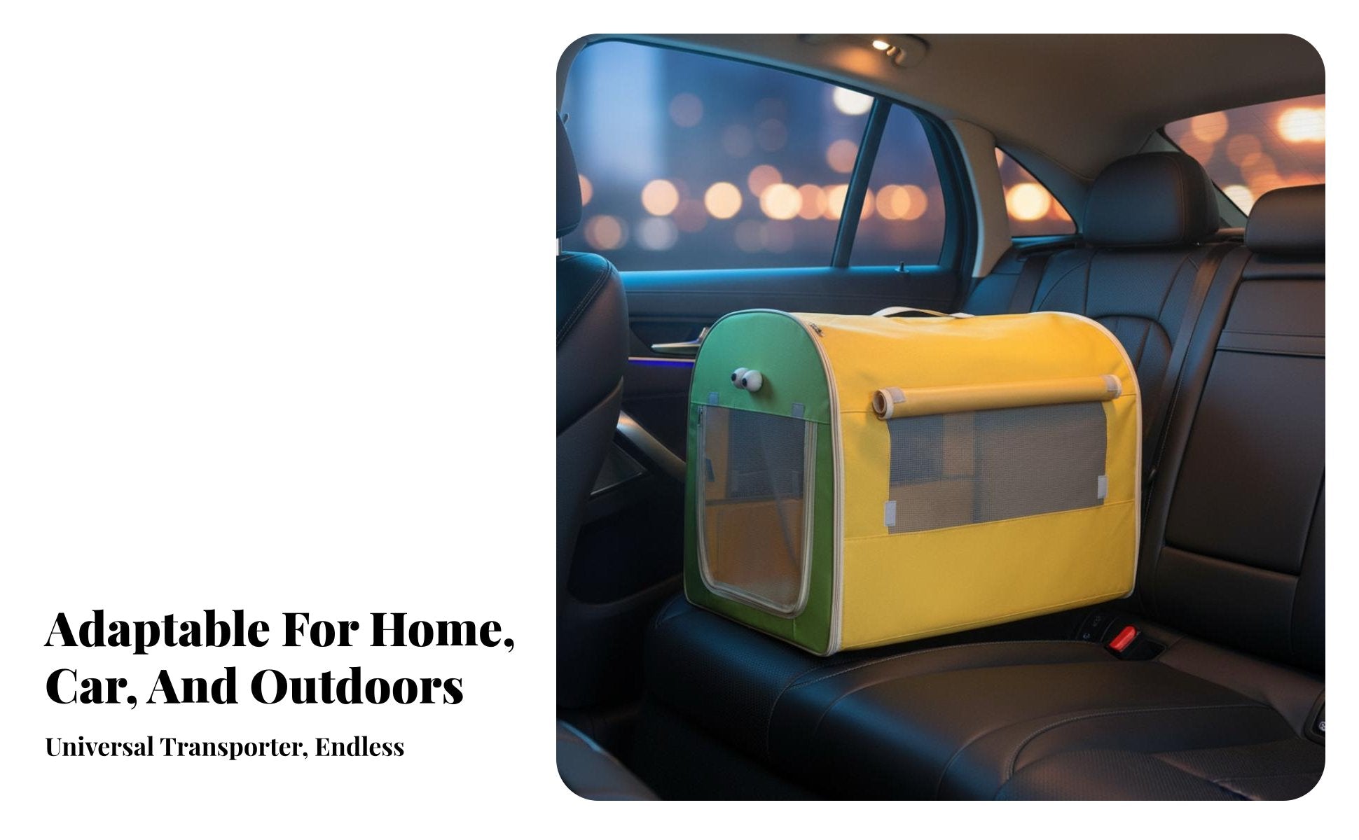 Foldable Car Seat Box for Dogs Breathable Mesh panels Travel Accessory