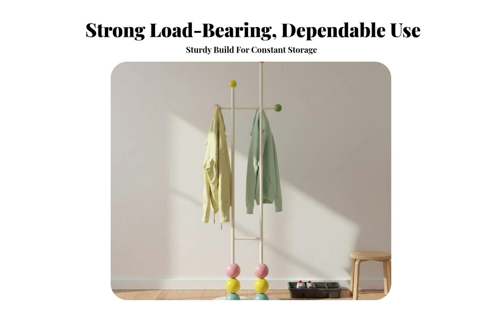 Space-Saving Unattachedstanding Coat Tree Colorful Design children's Beaded Clothes Stand Playful Garment Rack Multiple Hooks for Toddlers, Parents, Educators, Bedroom, Living Room, Playroom, Entryway