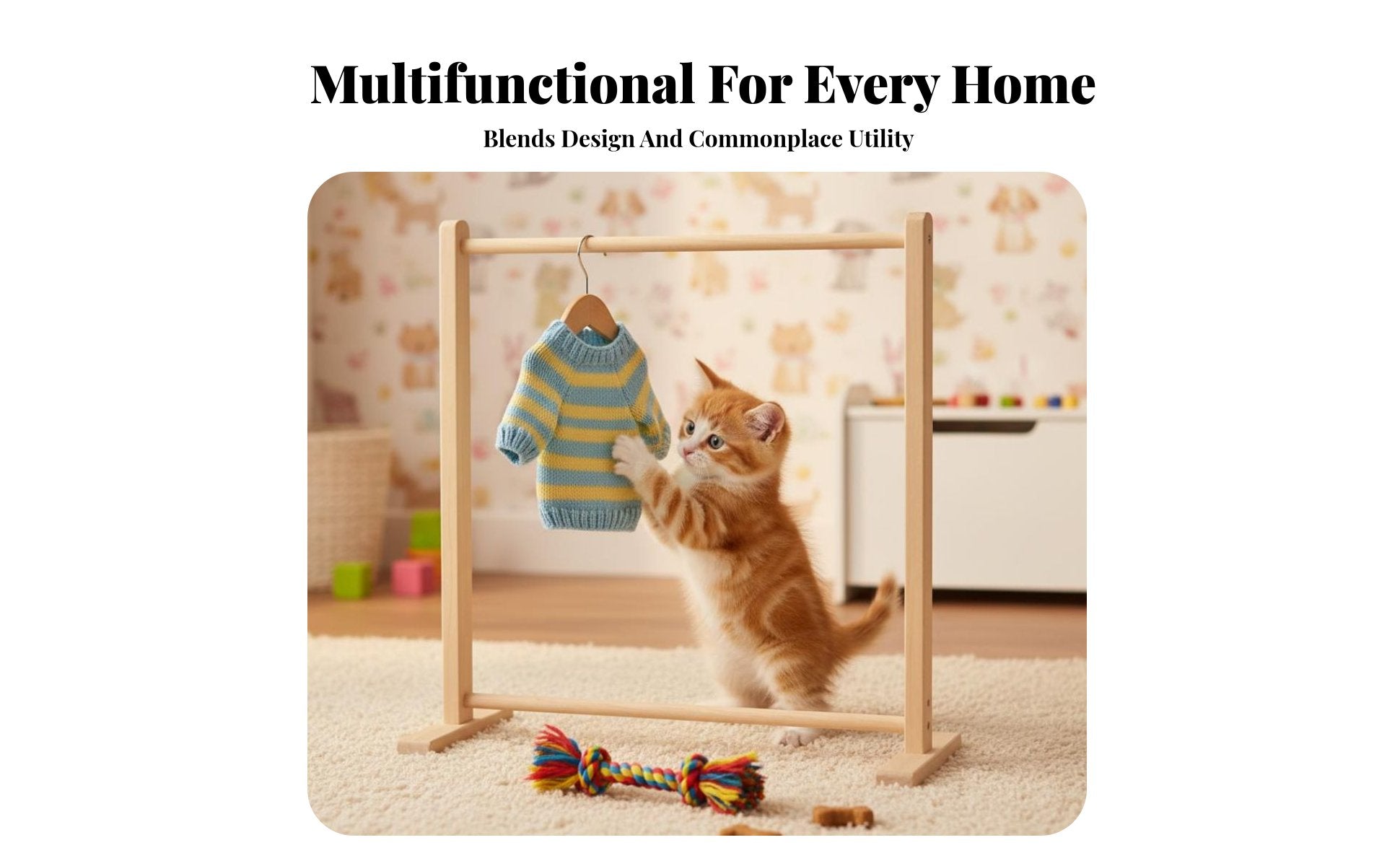 Miniature Pet Wardrobe Minimalist aesthetic Garment Rack adaptable for Living Room