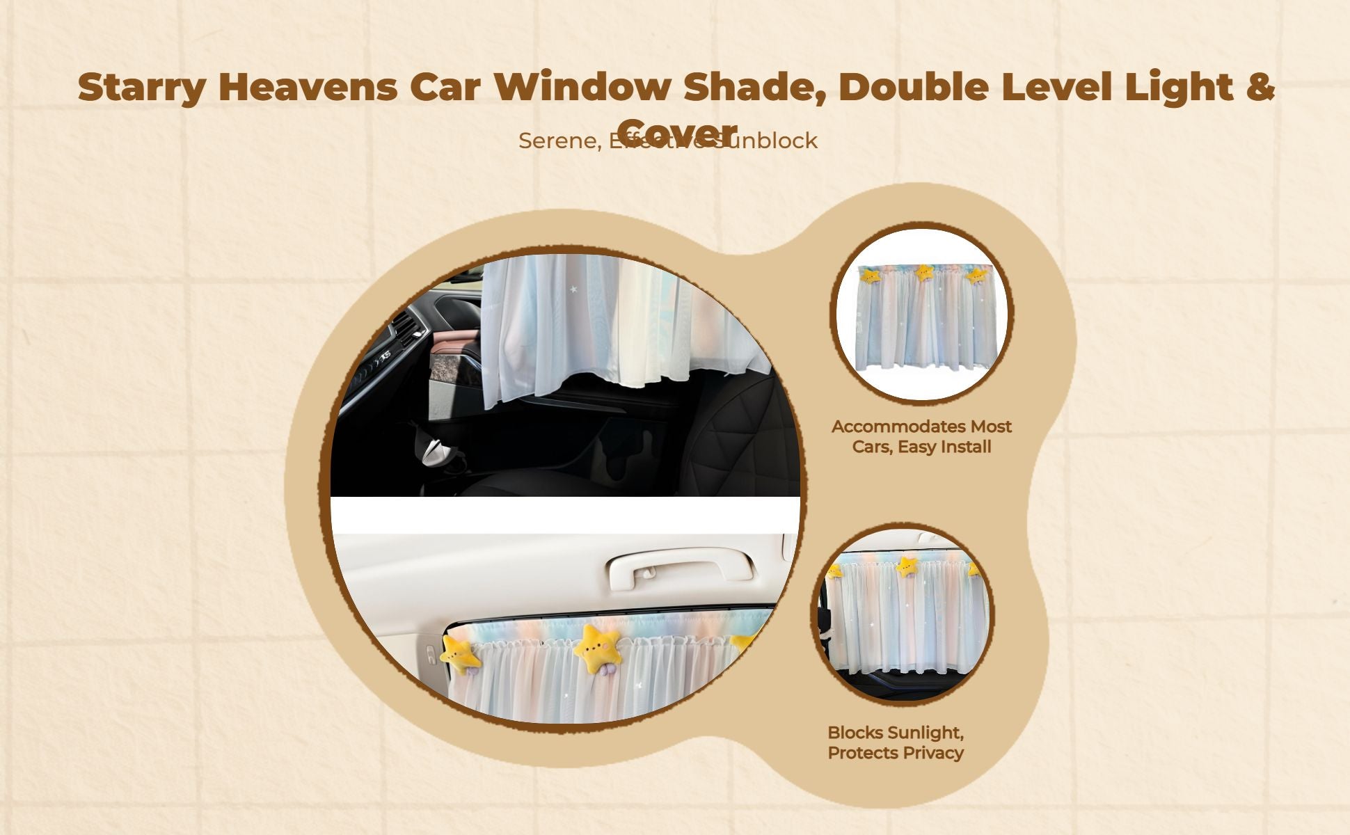 Car Window Shade, Retractable Sun Cover, Sun Protection, Suction holder Holder, Privacy, Infant, Side Window, Easy Installation