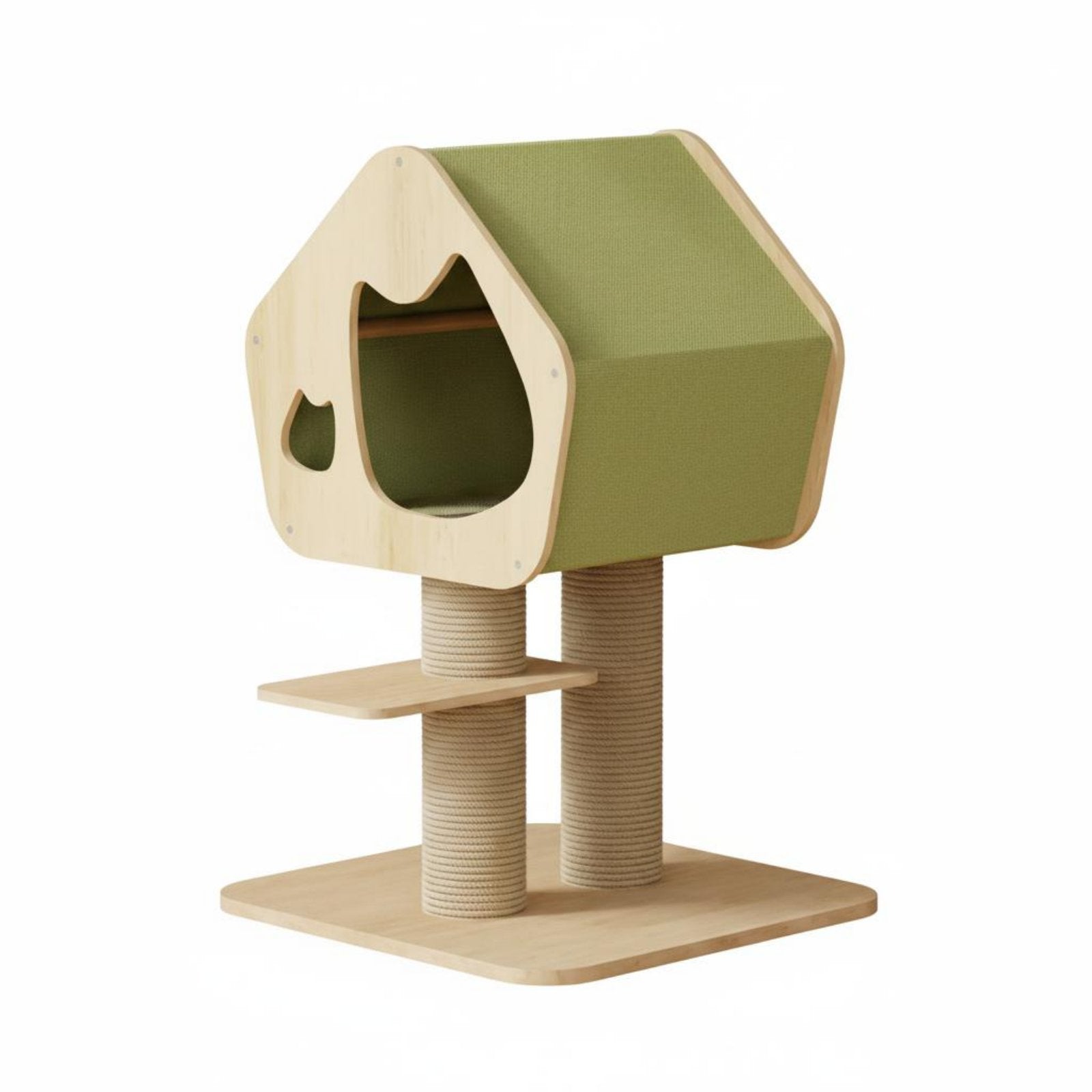 Small Cat Climbing Frame Wear-Resistant Cat Clawing Post with Bed 2-in-1 Design Pet Furniture for Kittens, Indoor