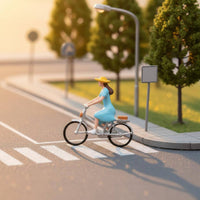 1:64 Scale Figures Micro Landscape Cyclist Figurine Hand-Painted