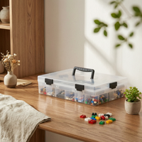 Portable Organizer Box Side Latches Clear Compartment Box Compartmented