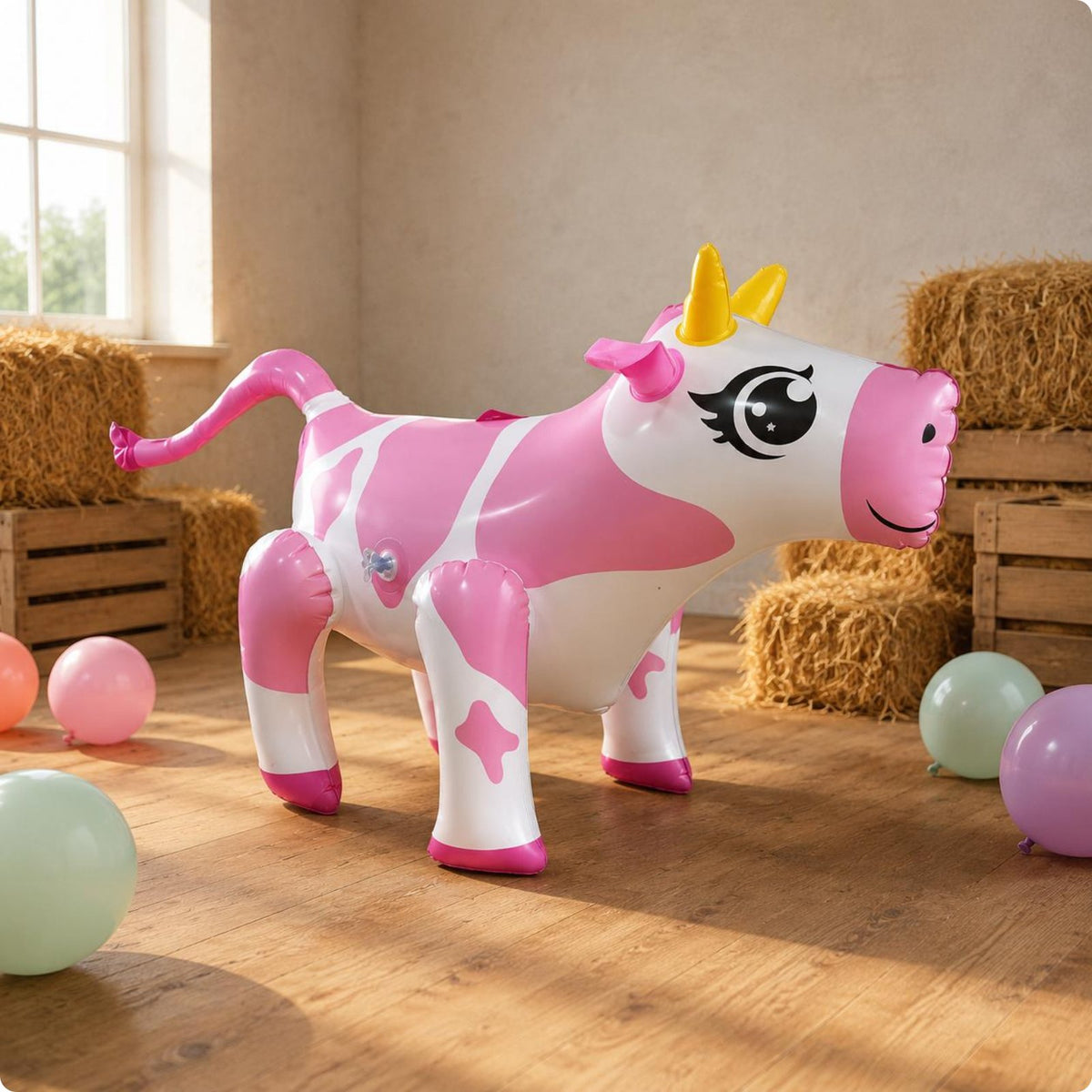 Inflatable Cow Horned Cartoon Cow Toy Easy to Inflate