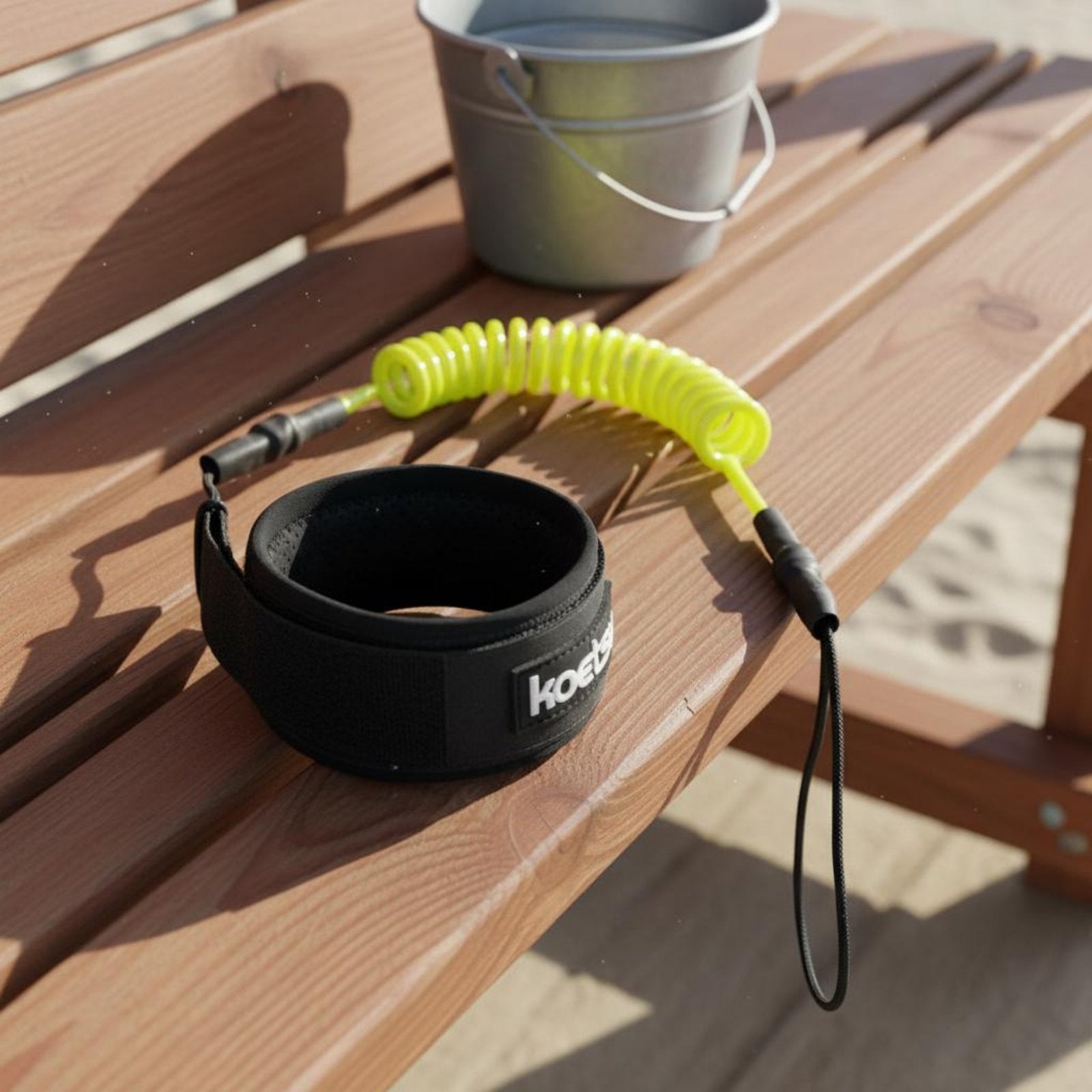 Elastic Surfboard Rope Adjustable Hook-and-Loop Cuff Coiled Wave Leash