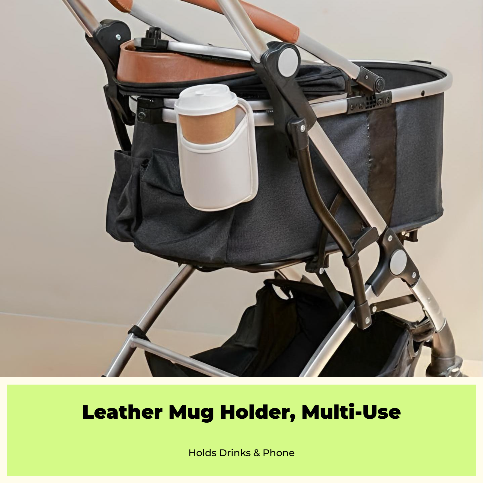 Stroller Beverage Holder, Universal Pet Stroller Accessory, 2-in-1 Phone Holder, non-slipSlip, Multi-Functional Organizer