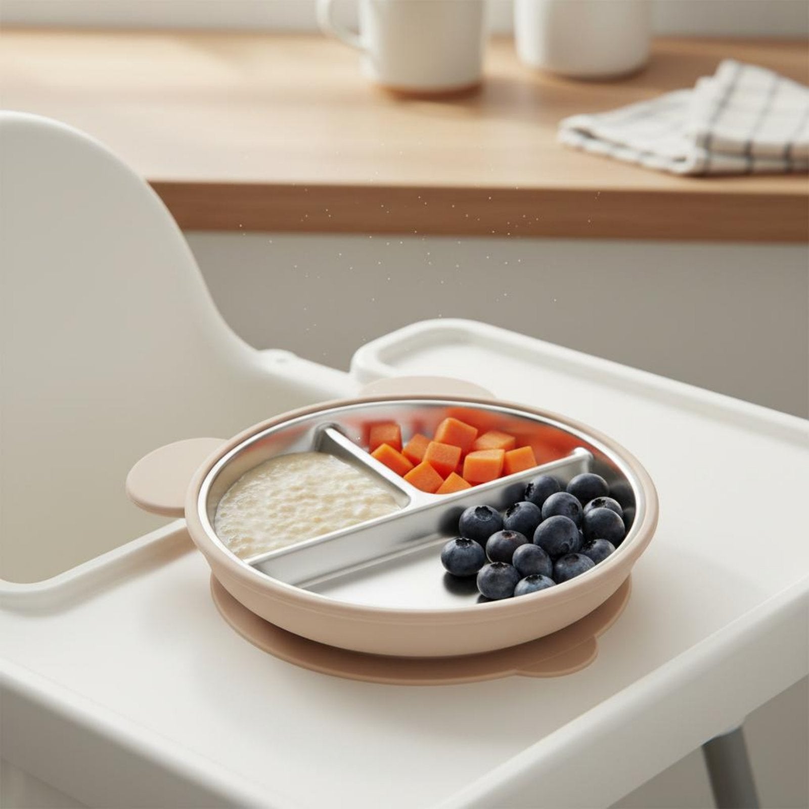 Stainless Steel Suction Plate Anti-Tip for High Chair, Toddlers, Babies
