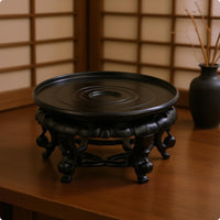 Ornamental Pedestal Tray Carved Legs Decorative Tray Stand Cutout Design