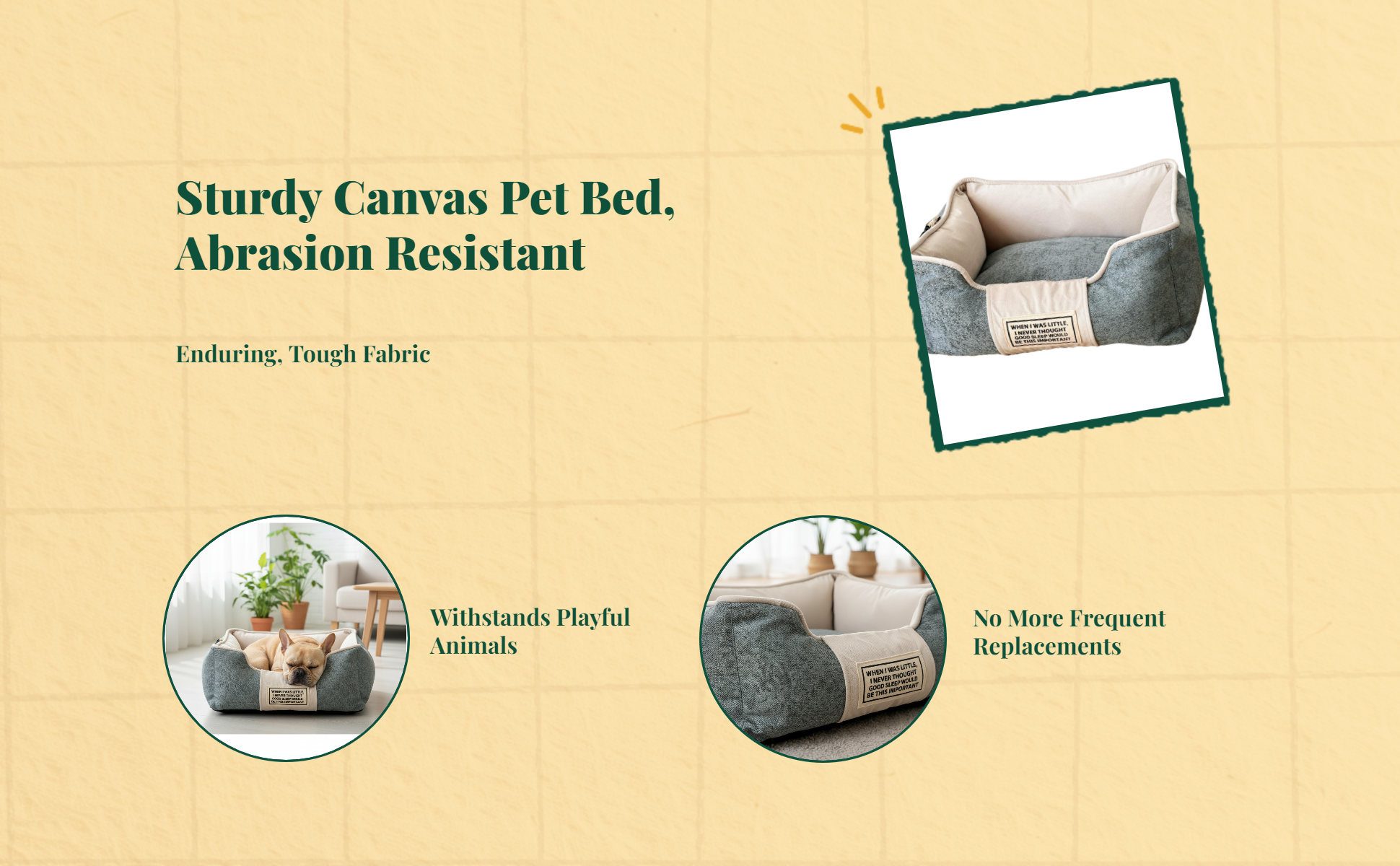 Orthopedic Dog Bed Canvas Pet Sofa Comfortable Support Couch