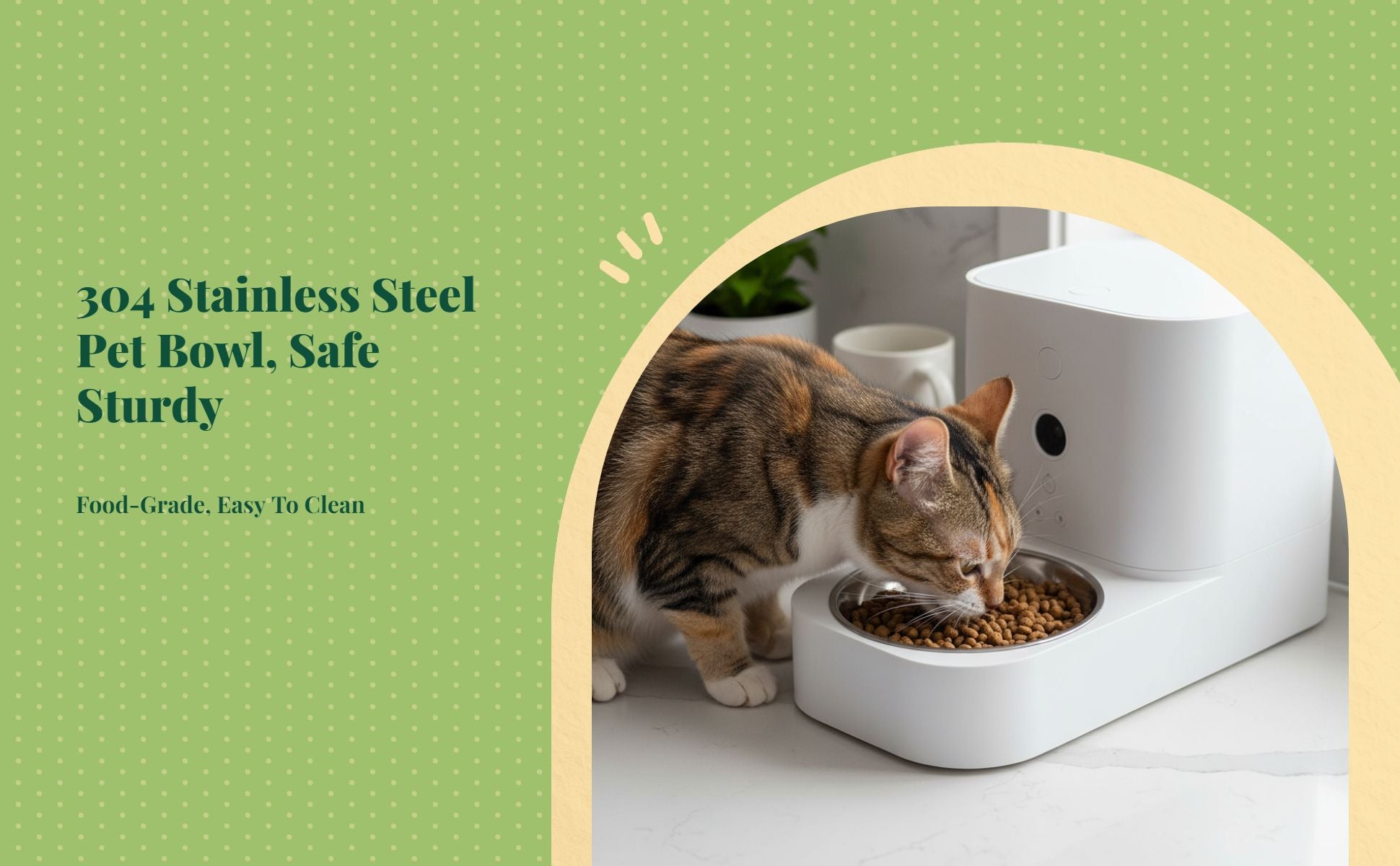 Automatic Pet Feeder Bowl, Stainless Steel, Portion Control, Programmable Cat Dog Food Dispenser