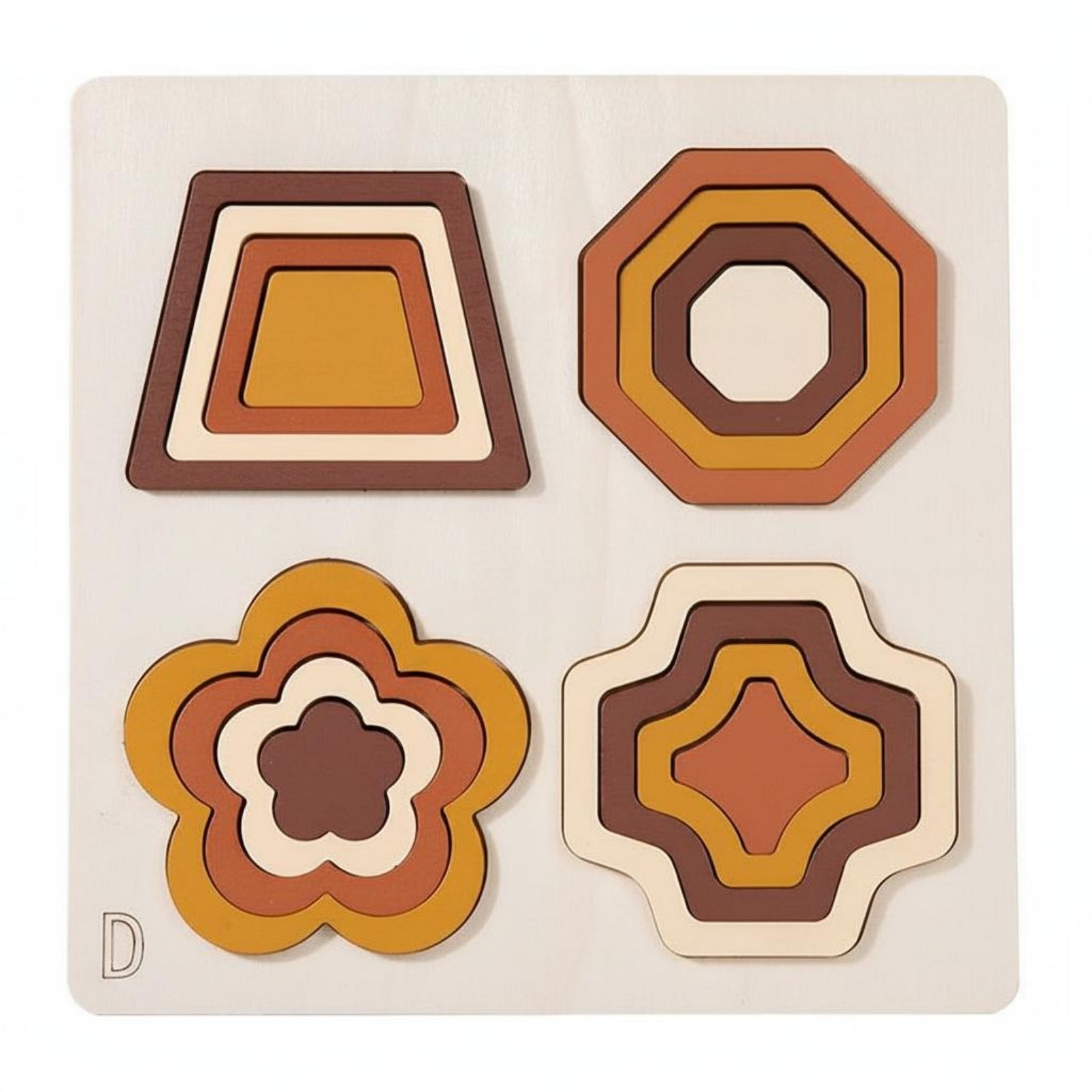 Geometric Matching Wooden Puzzle Wooden Shape Sorter Smooth Edges Learning Toy for Preschool