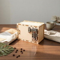 Wooden Lock Box Kit Metal Hardware Storage Item Natural Wood Grain