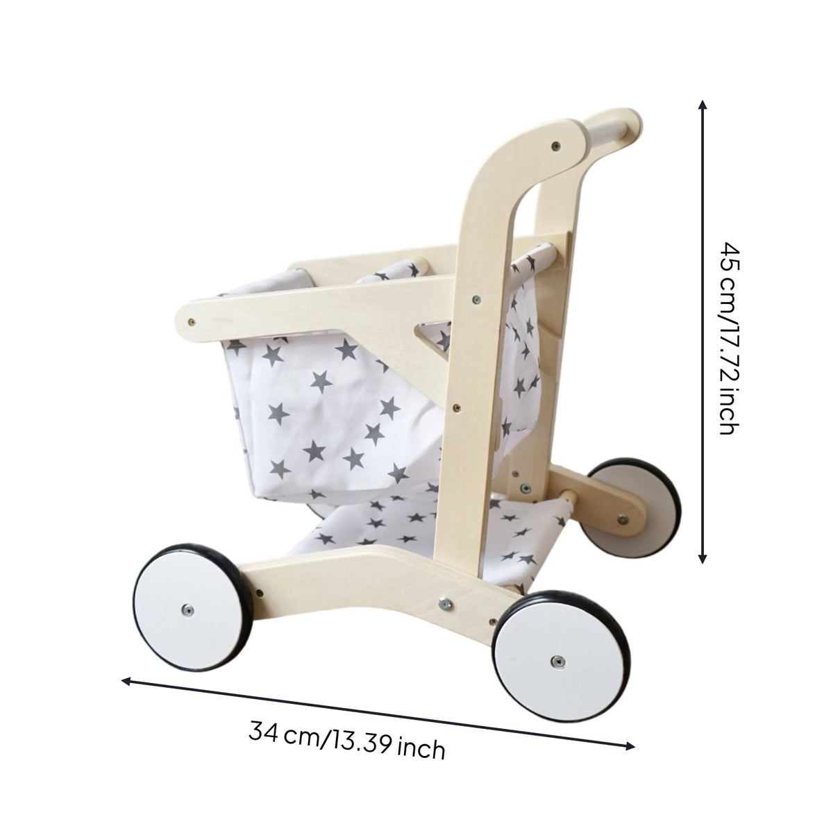 Open Lower Shelf Wooden Shopping Cart Imaginative Children's Play Plaything Wooden Shopping Cart Toy for Walking Exercise Children
