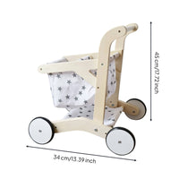 Open Lower Shelf Wooden Shopping Cart Imaginative Children's Play Plaything Wooden Shopping Cart Toy for Walking Exercise Children