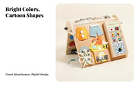 Foldable Busy Board Latch Panel Wooden Busy Board Lacing for Children