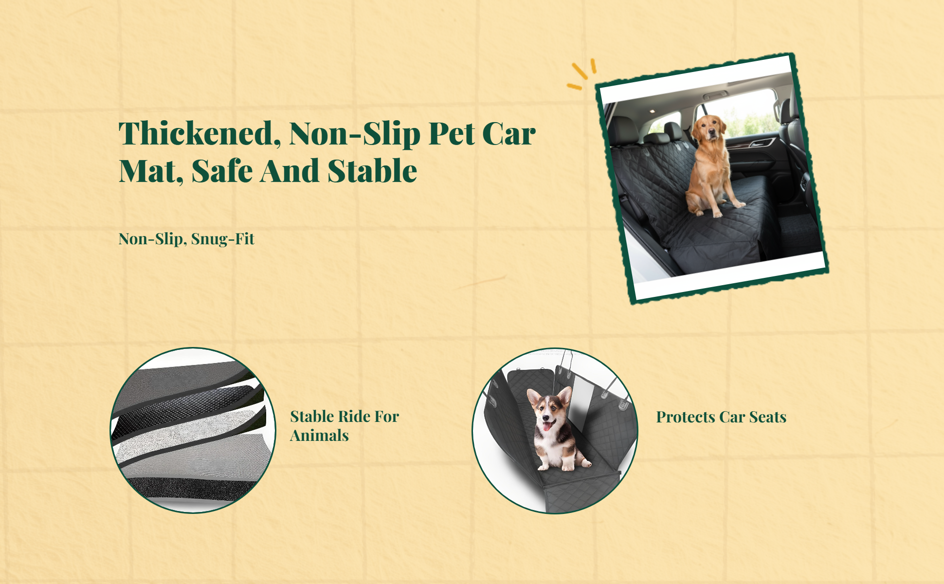 Dog Car Seat Cover, Waterproof, Non-Slip, Easy Clean, Luxury