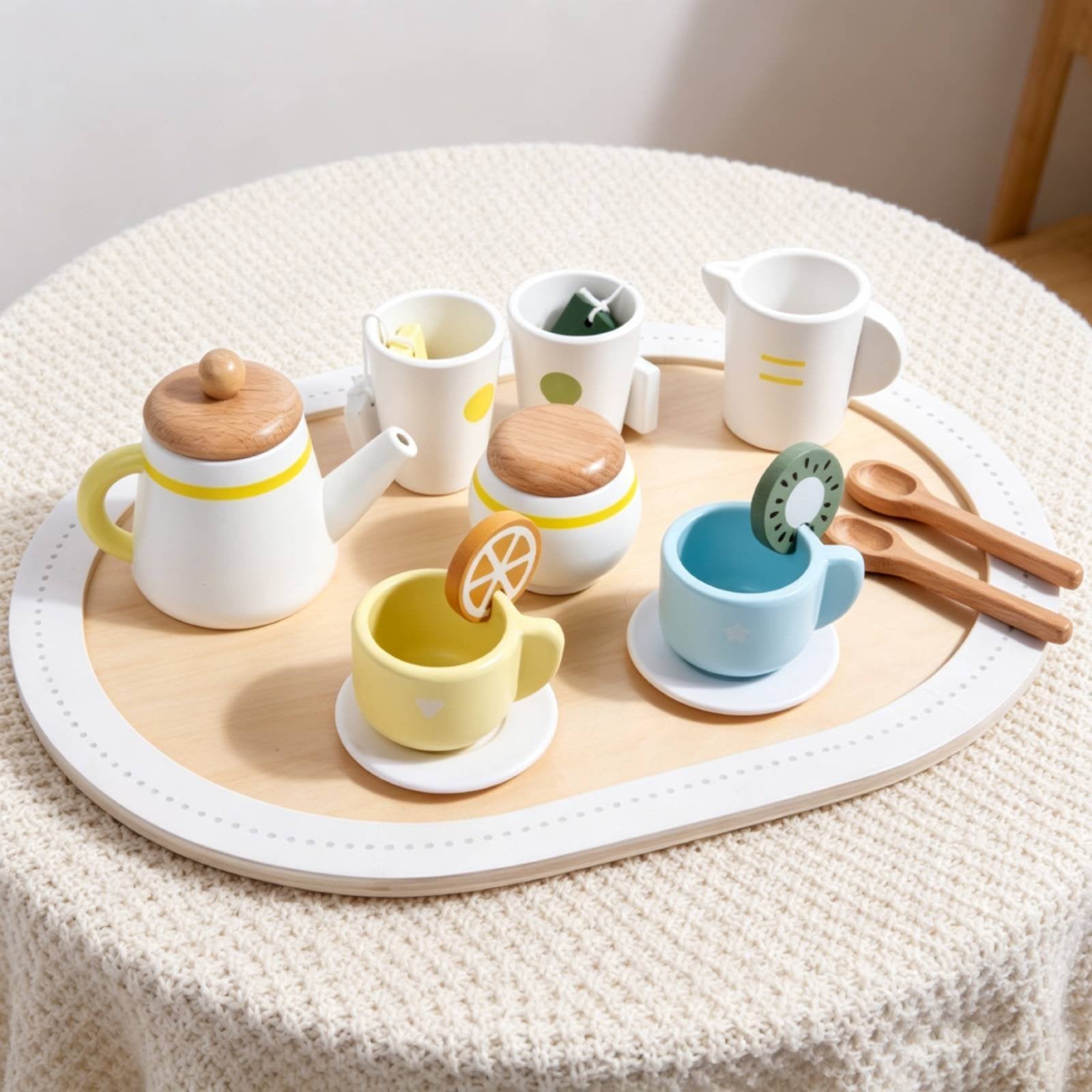 12 Pieces Pretend Tea Party Set Gift Idea Toy Tea Set Small Hands Child Plaything for Girls, Kids, Nursery School