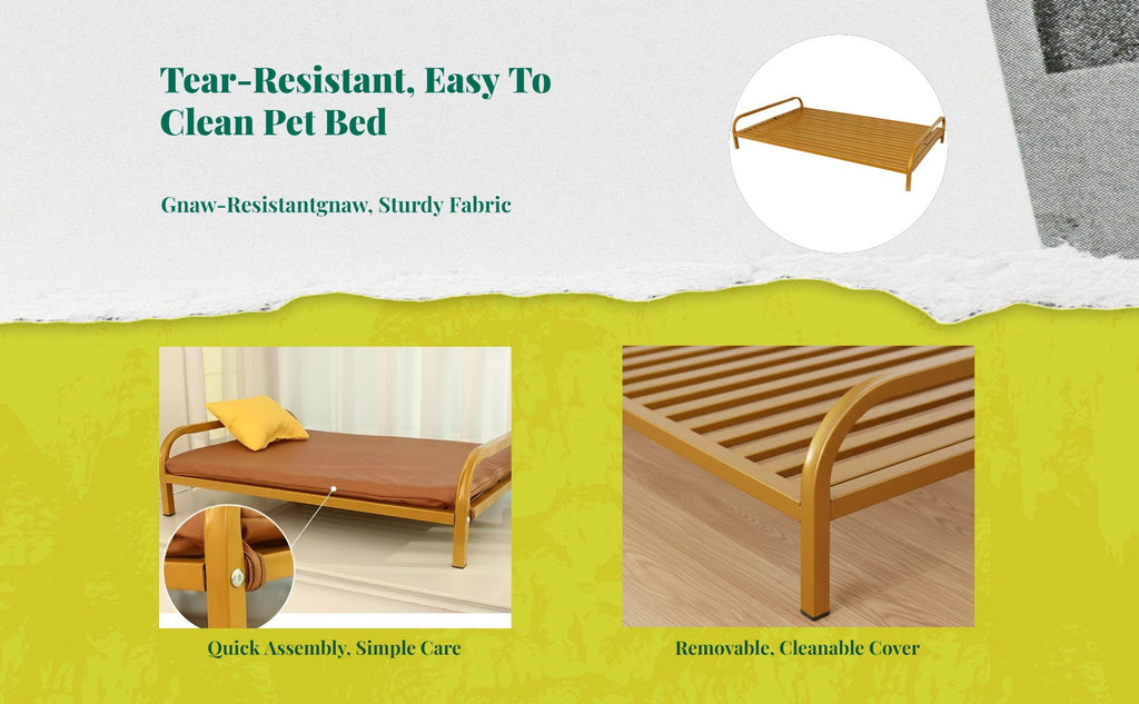 Gnaw-resistant dog bed, easy clean.