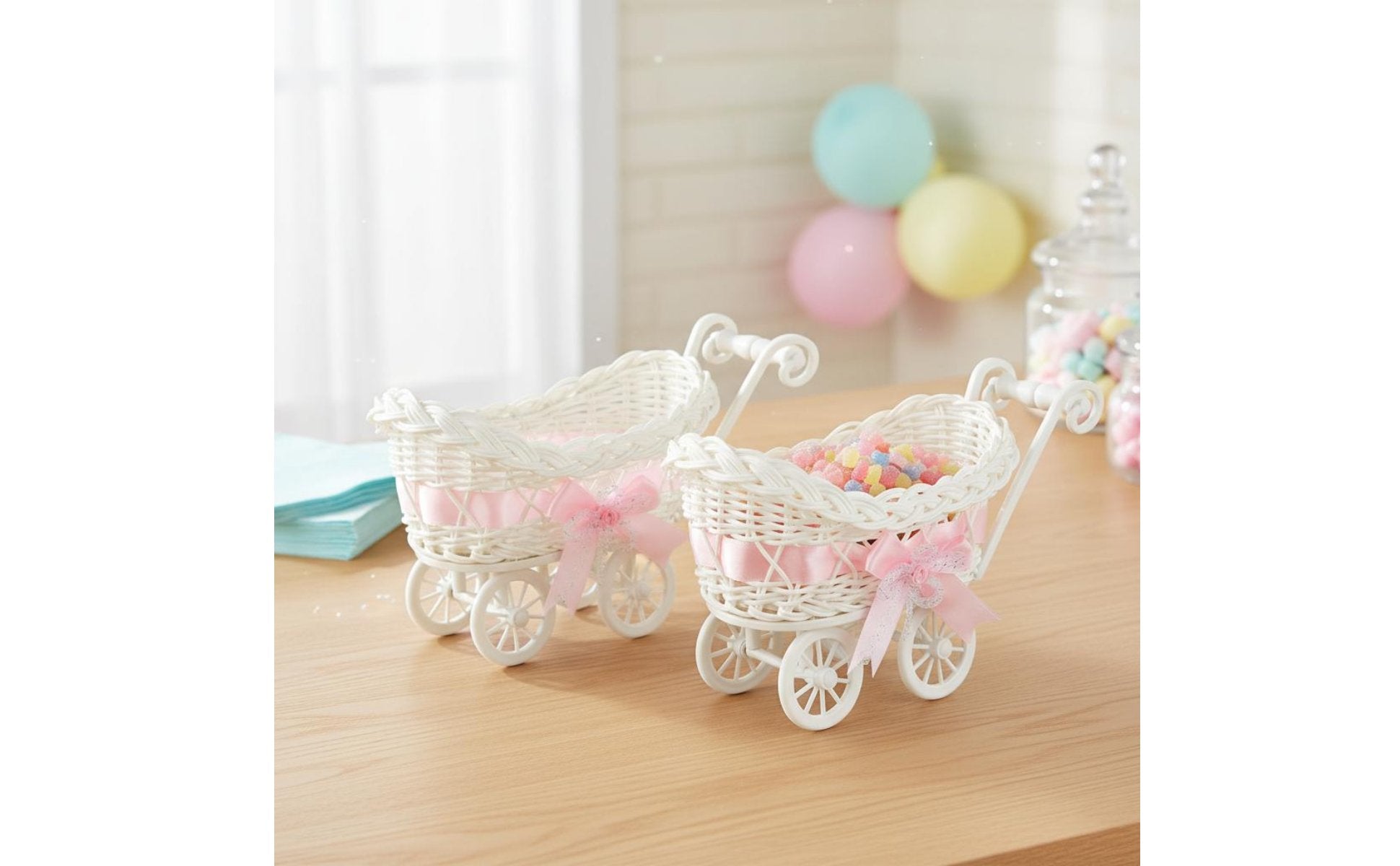 2 Pieces Baby Carriage Candy Holder Lightweight Party Decoration Even Surface