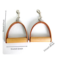 2 Pieces Leather Wood Handles Leather Wood Handle Easy to Carry Exercise Accessories
