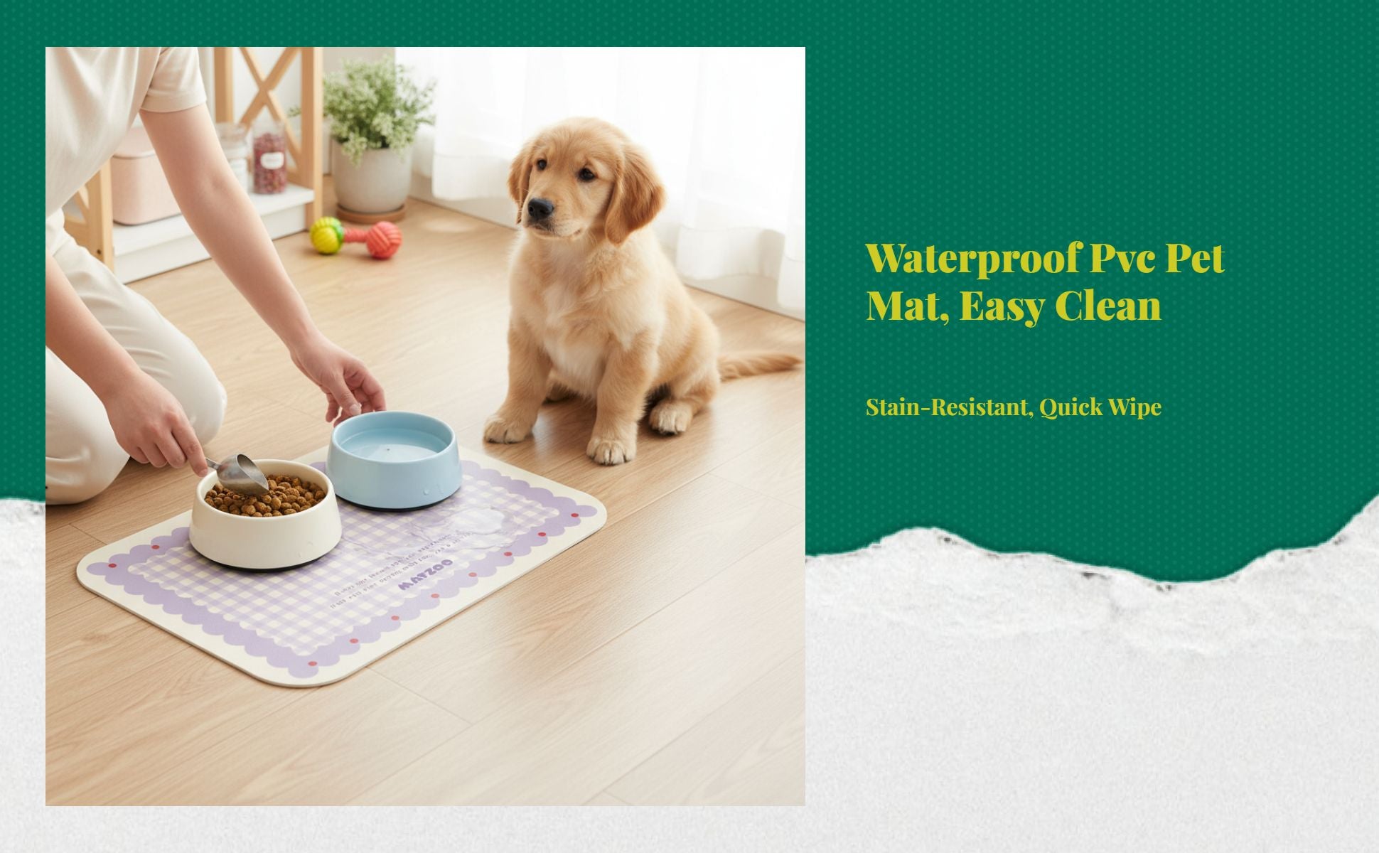 Pet Feeding Mat, Waterproof Placemat, Raised Border, Easy to Clean, Non-Slip, Cat and Dog Bowl Mat
