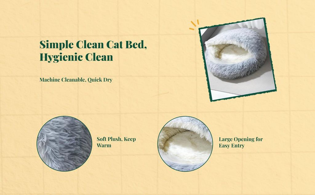 Washable plush cat bed, non-slip