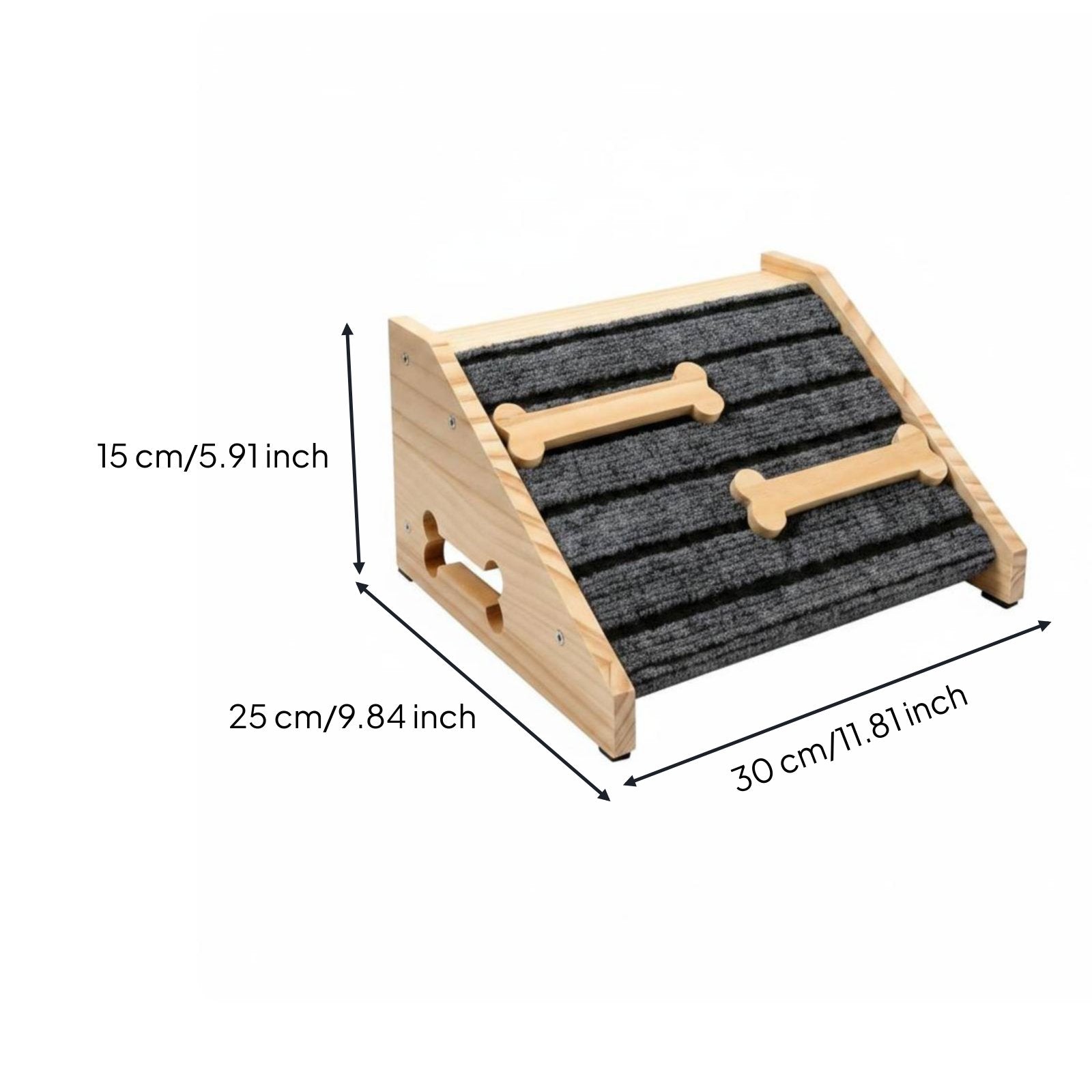 Wooden Dog Stair Ramp Gentle Slope Carpeted Pet Step Ramp Reduces Strain
