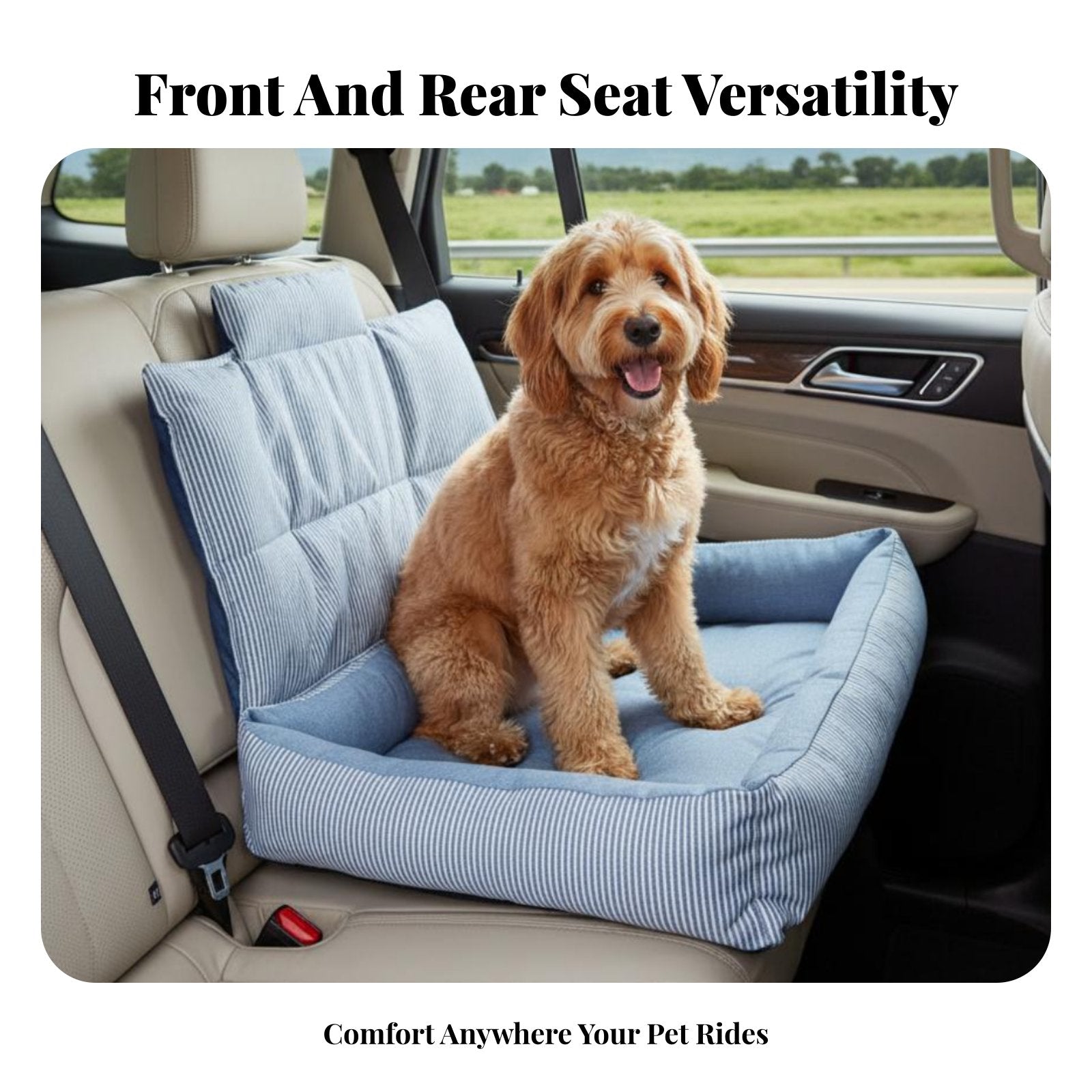 Dog Car Seat Breathable Mesh opening Collapsible Pet Travel Box Elevated View