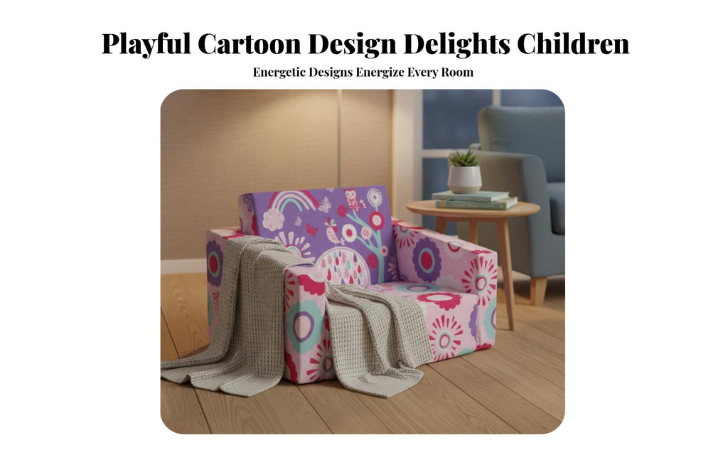 Transformable Flip-Open Sofa Fold-unfolded Design Toddler Couch Soft Construction