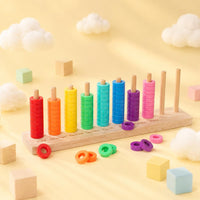 Wooden Color Sorting Toy Labeled Learning Activity Educational
