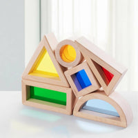 6 Pieces Rainbow Acrylic Building Blocks Science and Engineering Concepts Wooden Acrylic Blocks Sparks Creativity for Young Children, Playroom