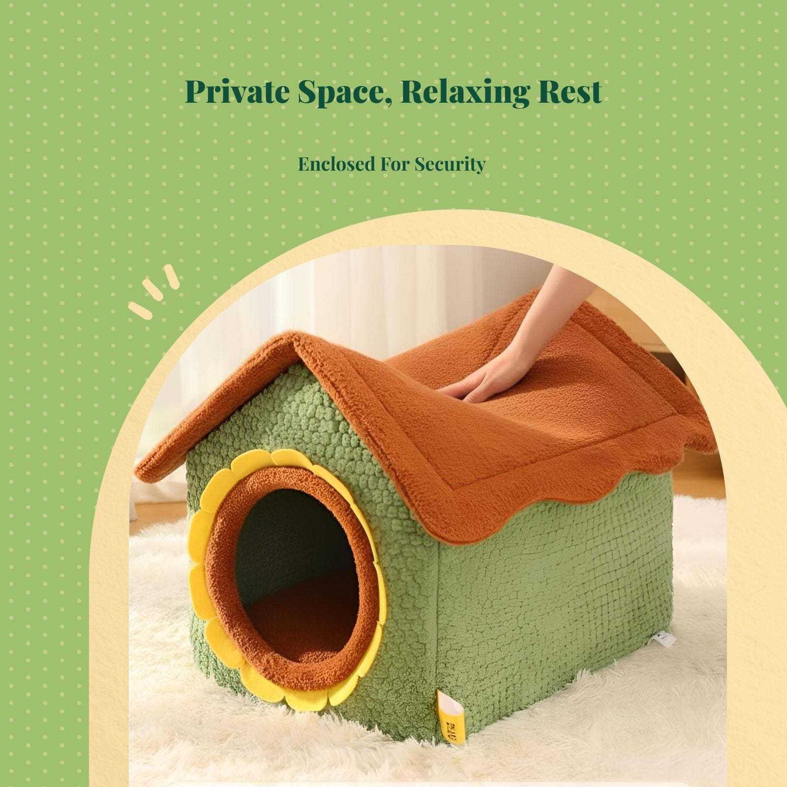 Cat Cave House, Warm Enclosed Bed, Removable Tent, Plush Den
