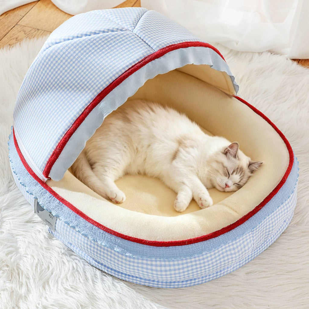 Semi Enclosed Cat Bed All Season Semi Enclosed Pet Bed Warm and Cozy Cradle Style Cat Nest for Cats