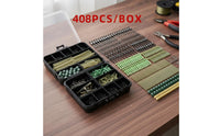 408 Pieces Carp Angling Equipment Kit Sorted Compartments Hook Holder and Bead Kit Quick Change Swivels Fishing Hook Accessory Set