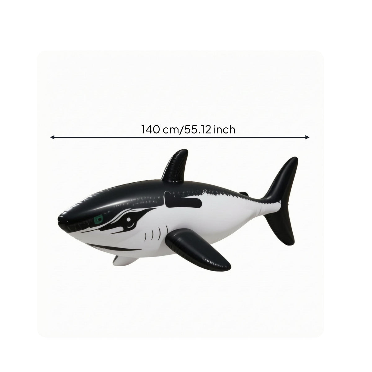Black-and-White Sea-Creature Buoy Raised Fin Sea Creature Pool Buoy Glossy