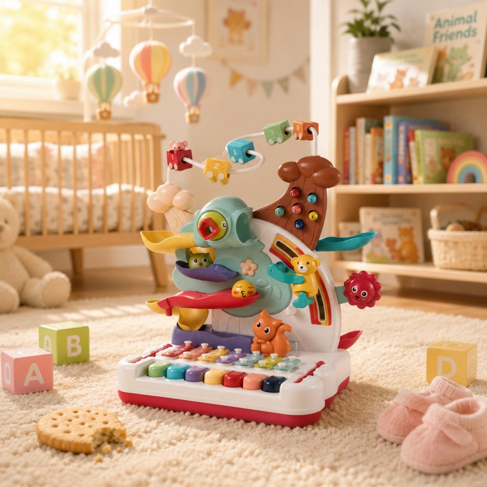 Tabletop Activity Toy Rainbow Design Infant Play Table Bead Maze for Babies