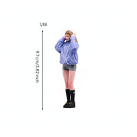 1/18 Headphone Girl Figurine Fine Detail Painted Girl Figure Tiny People