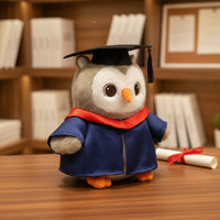Owl Stuffed Toy Cap and Gown and Gown Mortarboard Graduation Owl Stuffed