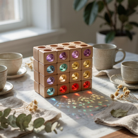 Wooden Light-Play Toy Compact Grid Wooden Stacking Blocks Educational