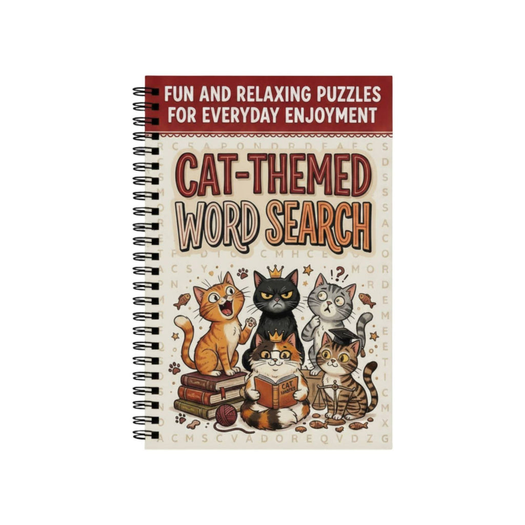 Paper Game Illustrated Cats Spiral-Bound Word Search Book Cream Cover