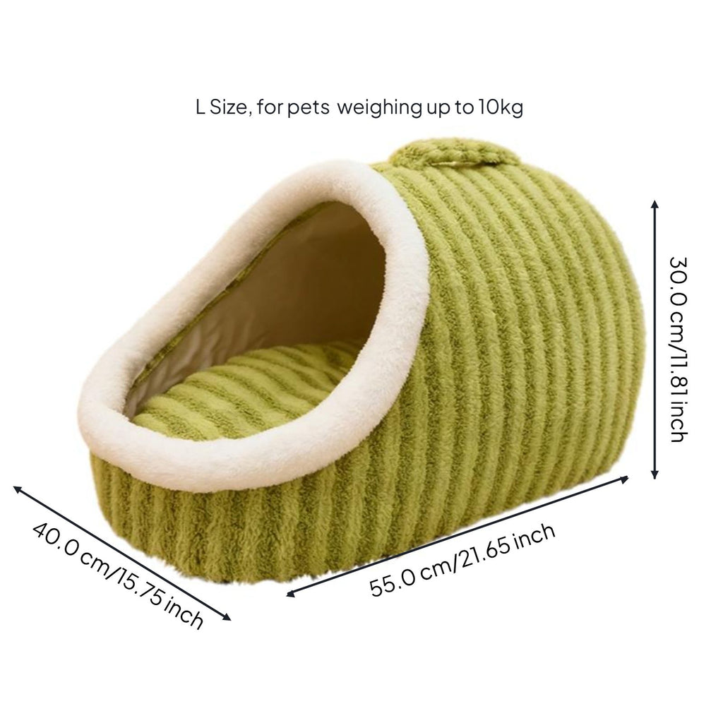 Lambswool cat bed, enclosed, warm.