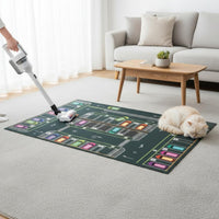 Indoor City Road Play Mat Printed Road Play Mat Carpet-Like Activity Rug Finished Edges for Crawling, Early Learning