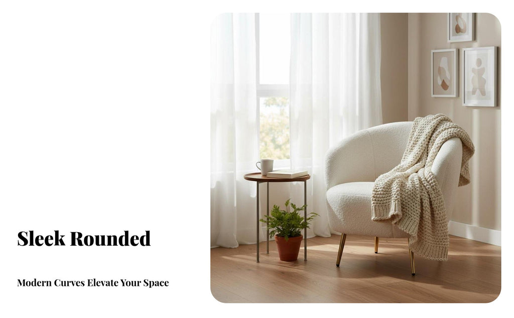Light Luxury aesthetic Upholstered Barrel Chair Plush Upholstery Living Room Furniture space-saving Footprint Indoor Seating Wrap-Around Backrest for Hospitality Managers, Interior Designers, Bedroom, Lounge Area, Apartment, Nursery