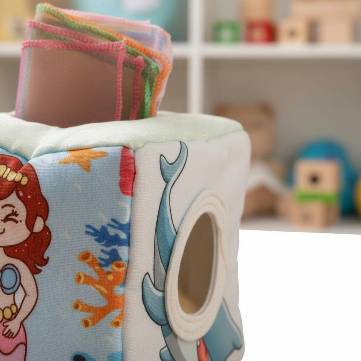 Ocean Tissue Box Toy Tear-Resistant Infant Plaything Safety Mirror for Nursery