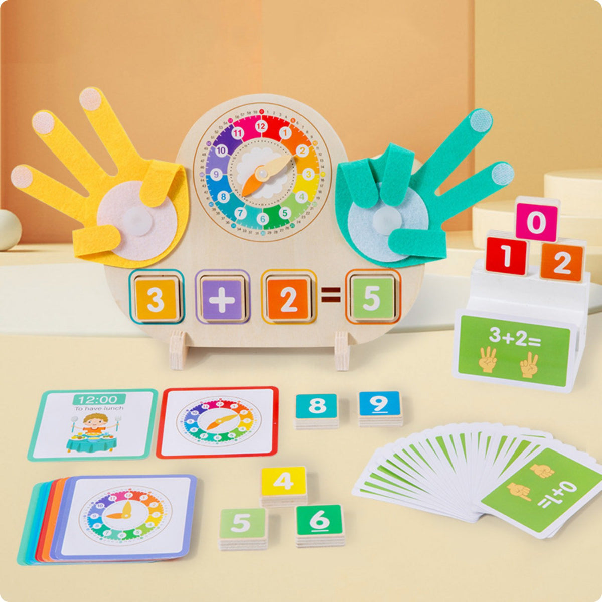 Addition Subtraction Toy Educational Wooden Math Board Colorful for Classroom