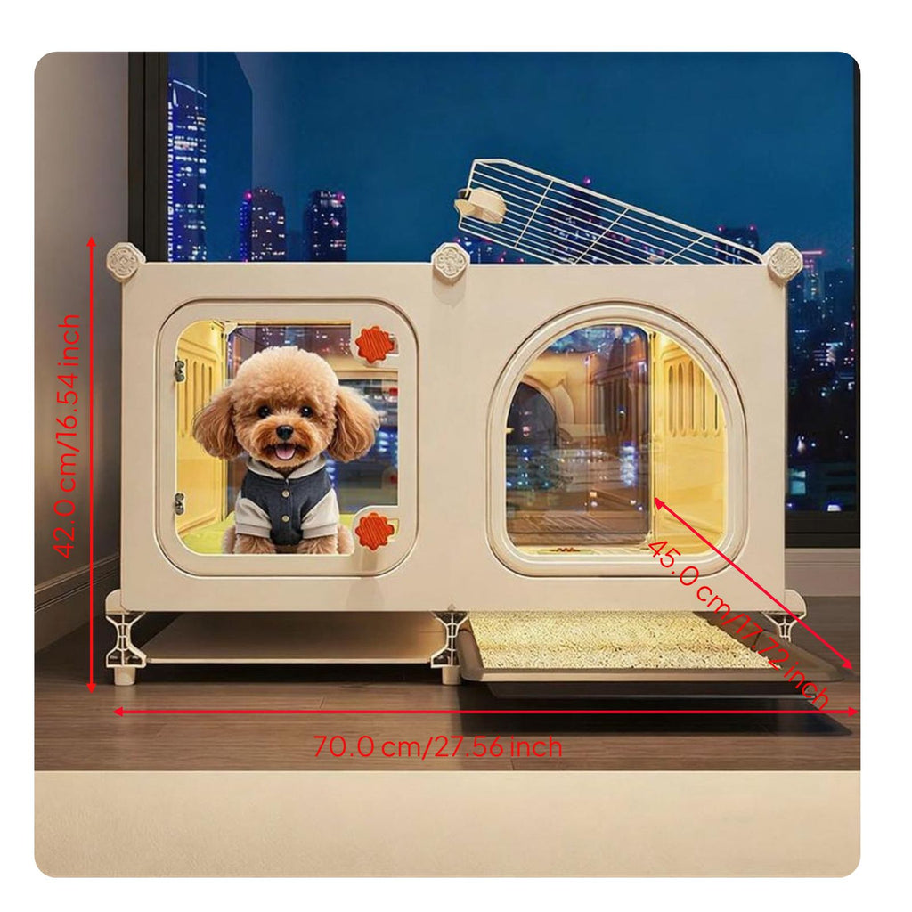 Indoor dog house with toilet